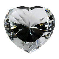 Glass Diamond Heart Jewel Paperweight- Clear (80mm)