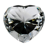 Glass Diamond Heart Jewel Paperweight- Clear (80mm)