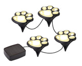 LED SOLAR PAW PRINT LIGHTS- SET OF 4