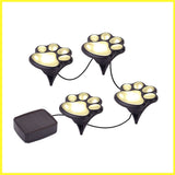 LED Solar Paw Print Lights - Pathway Solar Lights -– Set of 4