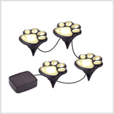 LED Solar Paw Print Lights - Pathway Solar Lights -– Set of 4