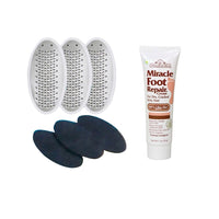Replacement Blades with Emery Pads, and Miracle Foot Repair Cream Fast Relief for Dry Cracked Itchy