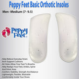 Peppy Feet Basic Orthotic Insoles - Men -Medium (7- 9.5)