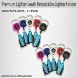 Premium Lighter Leash Retractable Lighter Holder - Assorted Colors - 10 Pack