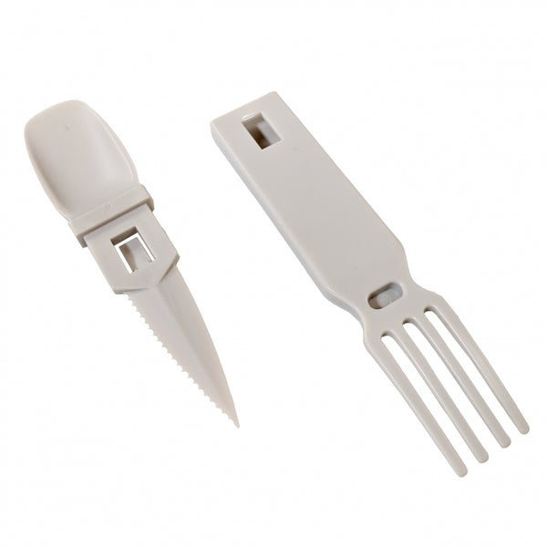 4-in-1 Snapatite+ Utensil Set - Spoon, Knife, Fork, Bottle Opener (Light Grey)