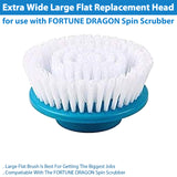 Extra Wide Large Flat Replacement Head with FORTUNE DRAGON Spin Scrubber