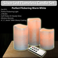 LED Flameless Candle Set in Silver: Perfect Flickering Warm White Light