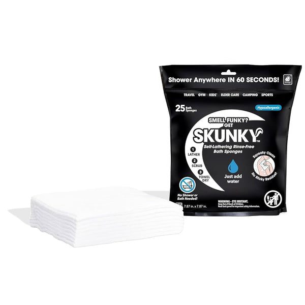 Skunky  No-Rinse Bathing Wipes – Fast & Easy Shower-Free Cleaning, 25 Count