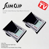 Slim Clip - Double Sided Money Clip! (Black Chrome) Two Pack