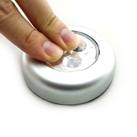 Round Stick 'N' Click - Peel and Stick LED Lights - Set of 3 - Silver -MO