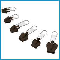 Zipper Fixers (Brown) - 6-Piece Set for Instant Repair