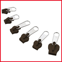 Zipper Fixers (Brown) - 6-Piece Set for Instant Repair