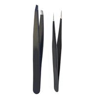 Body Prescriptions 2 Pack Black Soft Touch Tweezer Set in Black and Teal Box