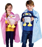 Wowls Plush Animal Pillow with Blanket, PURPLE