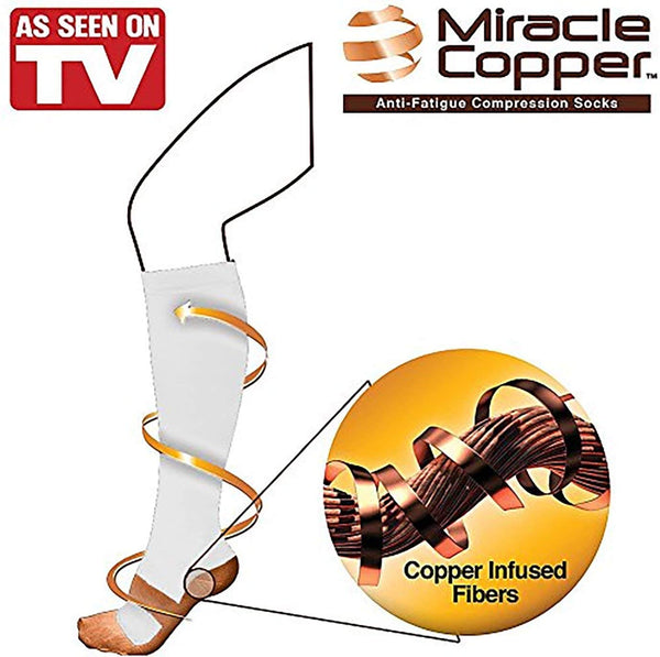 Miracle Copper Compression Socks -White- Large/Extra Large