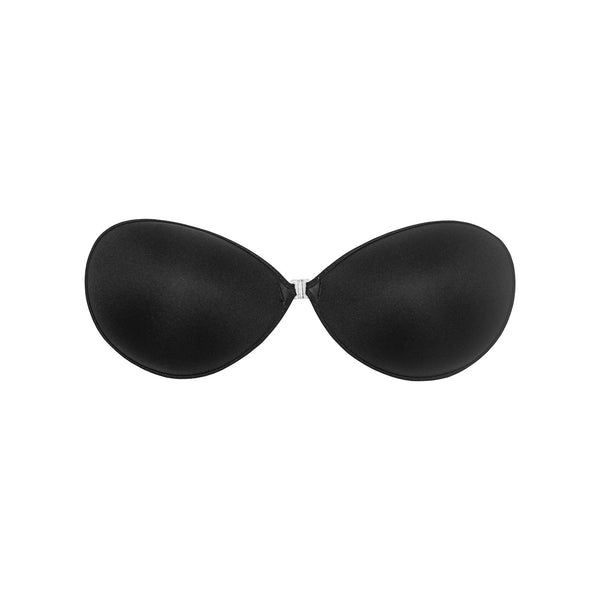 Nucomfort Adhesive Backless Bra, C Cup (BLACK), Strapless & Invisible, Comfortable Silicone Fabric